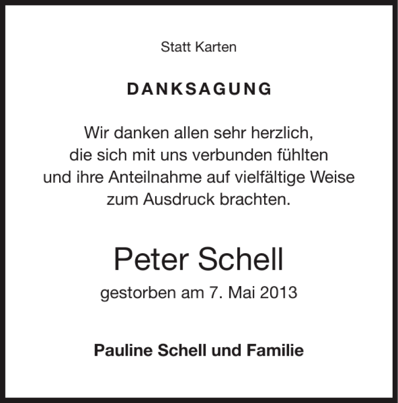 Peter Schell Todesanzeige